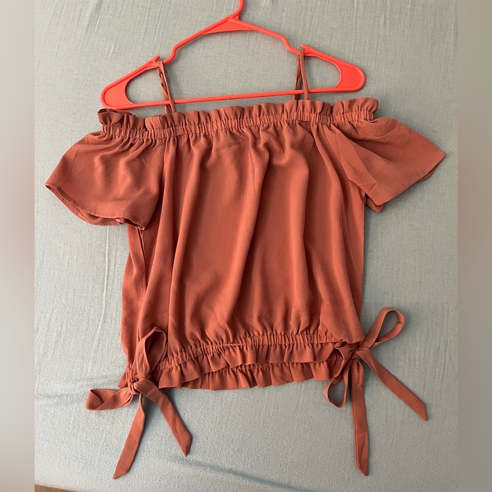 Pink Cold Shoulder Blouse Bows Small